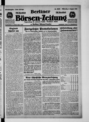 Berliner Börsen-Zeitung vom 03.08.1938