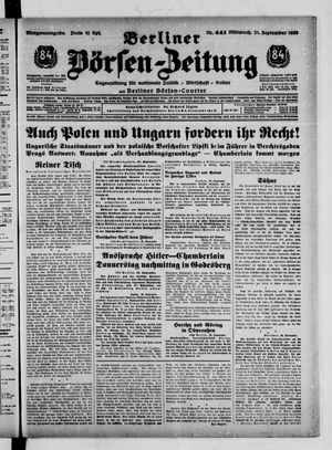 Berliner Börsen-Zeitung vom 21.09.1938