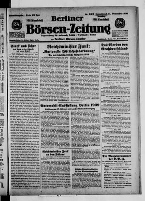Berliner Börsen-Zeitung vom 31.12.1938