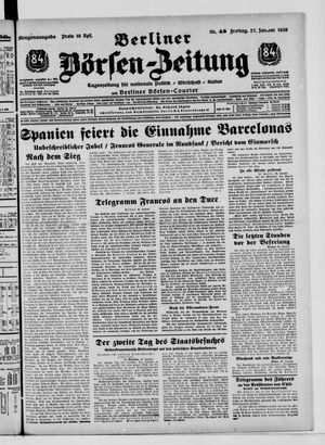 Berliner Börsen-Zeitung vom 27.01.1939