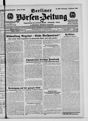 Berliner Börsen-Zeitung vom 07.02.1939