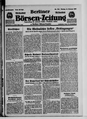 Berliner Börsen-Zeitung vom 13.02.1939