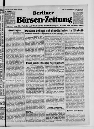 Berliner Börsen-Zeitung vom 27.02.1939