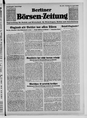 Berliner Börsen-Zeitung vom 14.04.1939