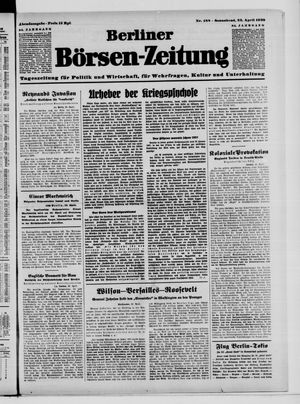 Berliner Börsen-Zeitung vom 22.04.1939