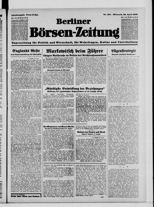 Berliner Börsen-Zeitung vom 26.04.1939