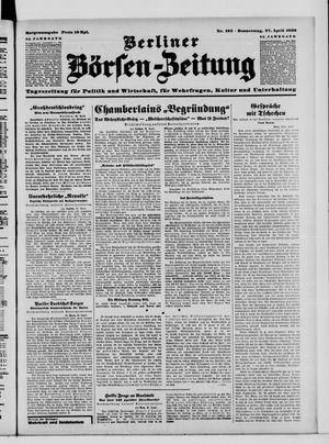 Berliner Börsen-Zeitung vom 27.04.1939