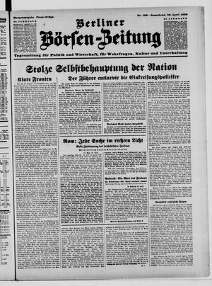 Berliner Börsen-Zeitung vom 29.04.1939