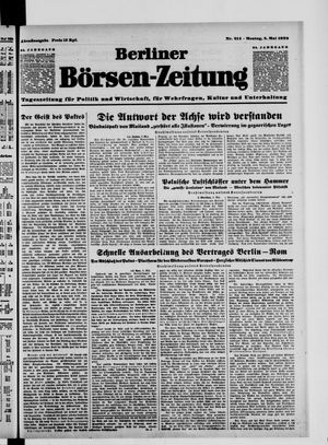 Berliner Börsen-Zeitung vom 08.05.1939