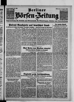 Berliner Börsen-Zeitung vom 09.08.1939