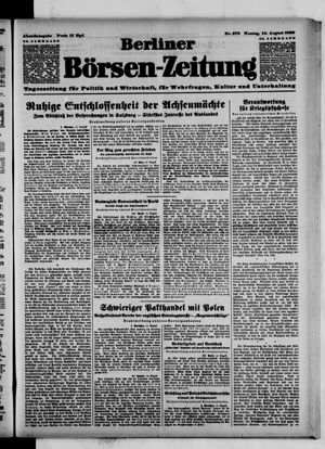 Berliner Börsen-Zeitung vom 14.08.1939