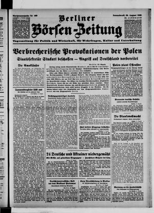 Berliner Börsen-Zeitung vom 26.08.1939