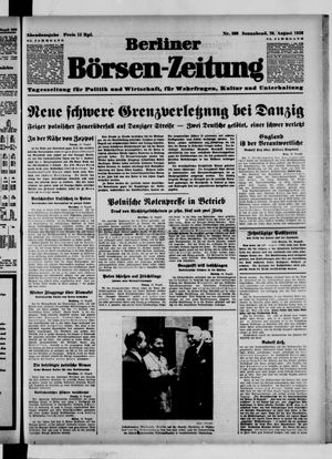 Berliner Börsen-Zeitung vom 26.08.1939