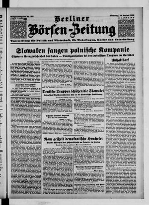 Berliner Börsen-Zeitung vom 29.08.1939