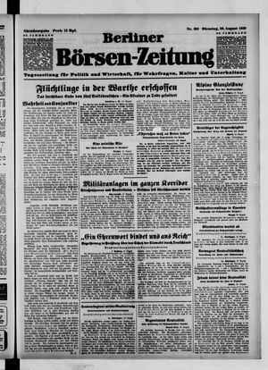 Berliner Börsen-Zeitung vom 29.08.1939