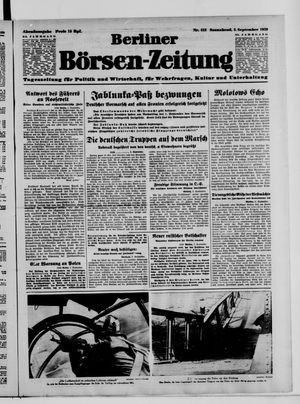 Berliner Börsen-Zeitung vom 02.09.1939