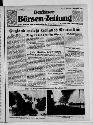 Berliner Börsen-Zeitung vom 04.09.1939