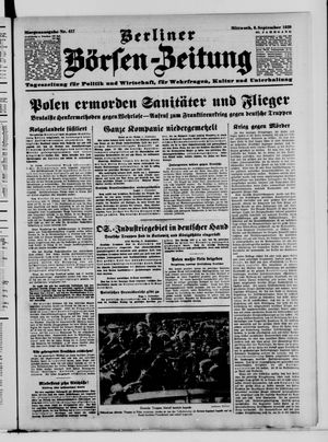 Berliner Börsen-Zeitung vom 06.09.1939