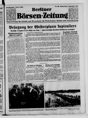 Berliner Börsen-Zeitung vom 07.09.1939