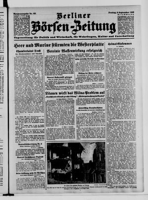 Berliner Börsen-Zeitung vom 08.09.1939