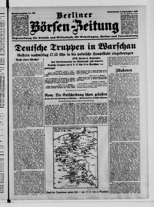 Berliner Börsen-Zeitung vom 09.09.1939