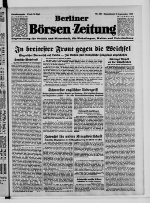 Berliner Börsen-Zeitung vom 09.09.1939