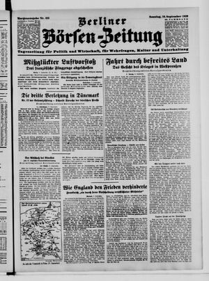 Berliner Börsen-Zeitung vom 10.09.1939