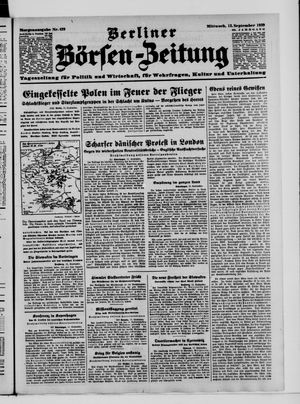 Berliner Börsen-Zeitung vom 13.09.1939