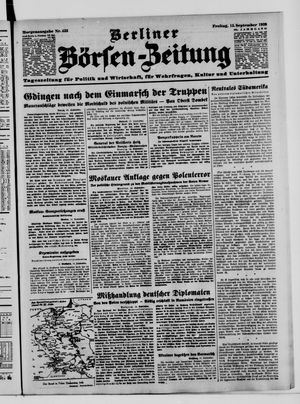 Berliner Börsen-Zeitung vom 15.09.1939