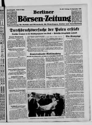 Berliner Börsen-Zeitung vom 15.09.1939