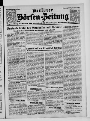 Berliner Börsen-Zeitung vom 17.09.1939