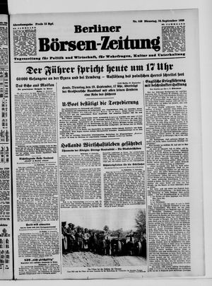 Berliner Börsen-Zeitung vom 19.09.1939