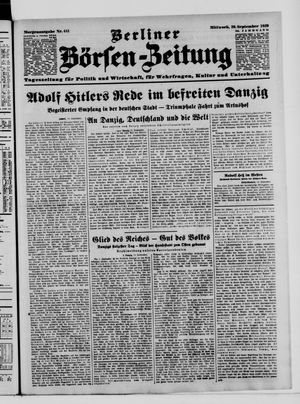 Berliner Börsen-Zeitung vom 20.09.1939