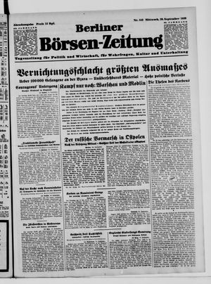 Berliner Börsen-Zeitung vom 20.09.1939