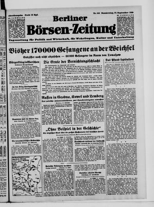 Berliner Börsen-Zeitung vom 21.09.1939