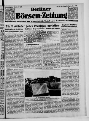 Berliner Börsen-Zeitung vom 22.09.1939
