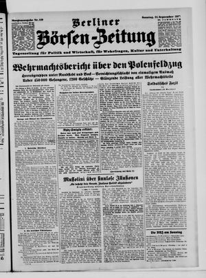 Berliner Börsen-Zeitung vom 24.09.1939