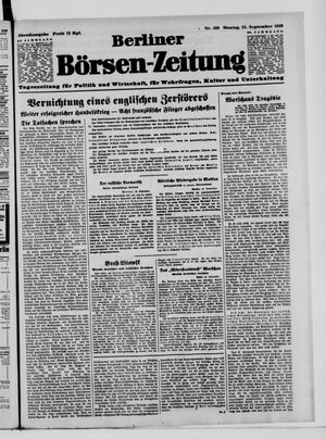 Berliner Börsen-Zeitung vom 25.09.1939