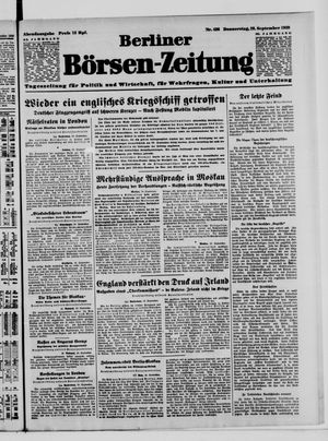 Berliner Börsen-Zeitung vom 28.09.1939
