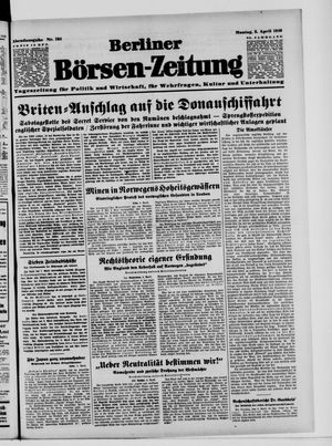 Berliner Börsen-Zeitung vom 08.04.1940