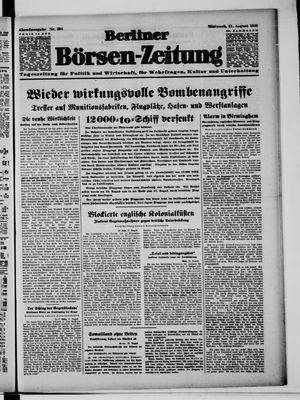 Berliner Börsen-Zeitung vom 21.08.1940