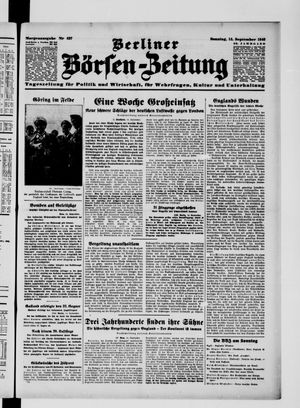 Berliner Börsen-Zeitung vom 15.09.1940