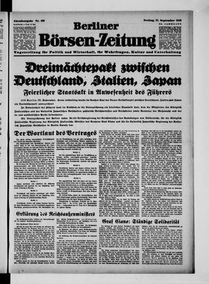 Berliner Börsen-Zeitung vom 27.09.1940