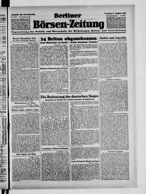 Berliner Börsen-Zeitung vom 08.08.1941