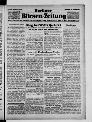 Berliner Börsen-Zeitung vom 27.08.1941