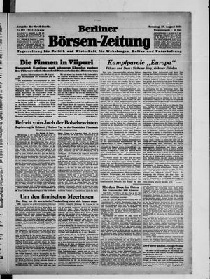 Berliner Börsen-Zeitung vom 31.08.1941