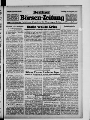 Berliner Börsen-Zeitung vom 19.09.1941