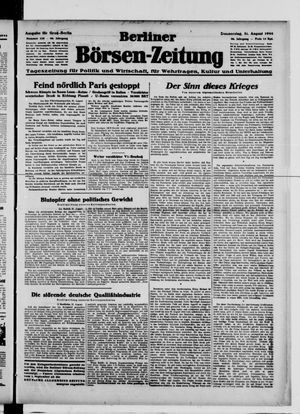Berliner Börsen-Zeitung vom 31.08.1944