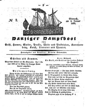 Danziger Dampfboot für Geist, Humor, Satire, Poesie, Welt- und Volksleben, Korrespondenz, Kunst, Literatur und Theater vom 08.01.1834