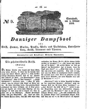 Danziger Dampfboot für Geist, Humor, Satire, Poesie, Welt- und Volksleben, Korrespondenz, Kunst, Literatur und Theater vom 01.02.1834